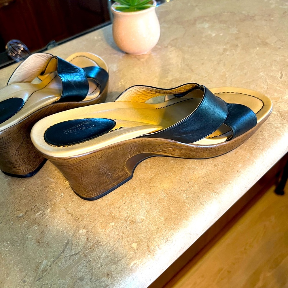 Black Dansko leather shoes.